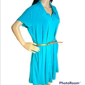 NWOT JustFab Green Shirt dress with belt size XXL